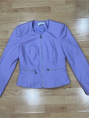 Calvin Klein Lavender Peplum Women’s Blazer with Skinny CK Belt